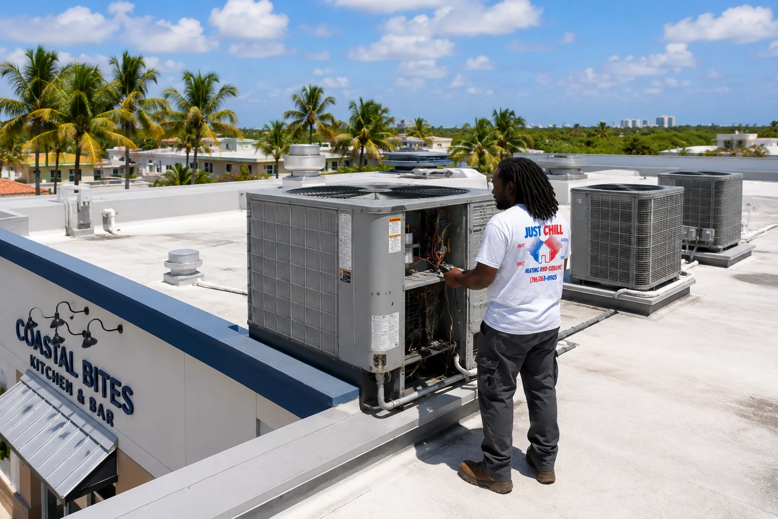 Commercial rooftop HVAC unit in South Florida